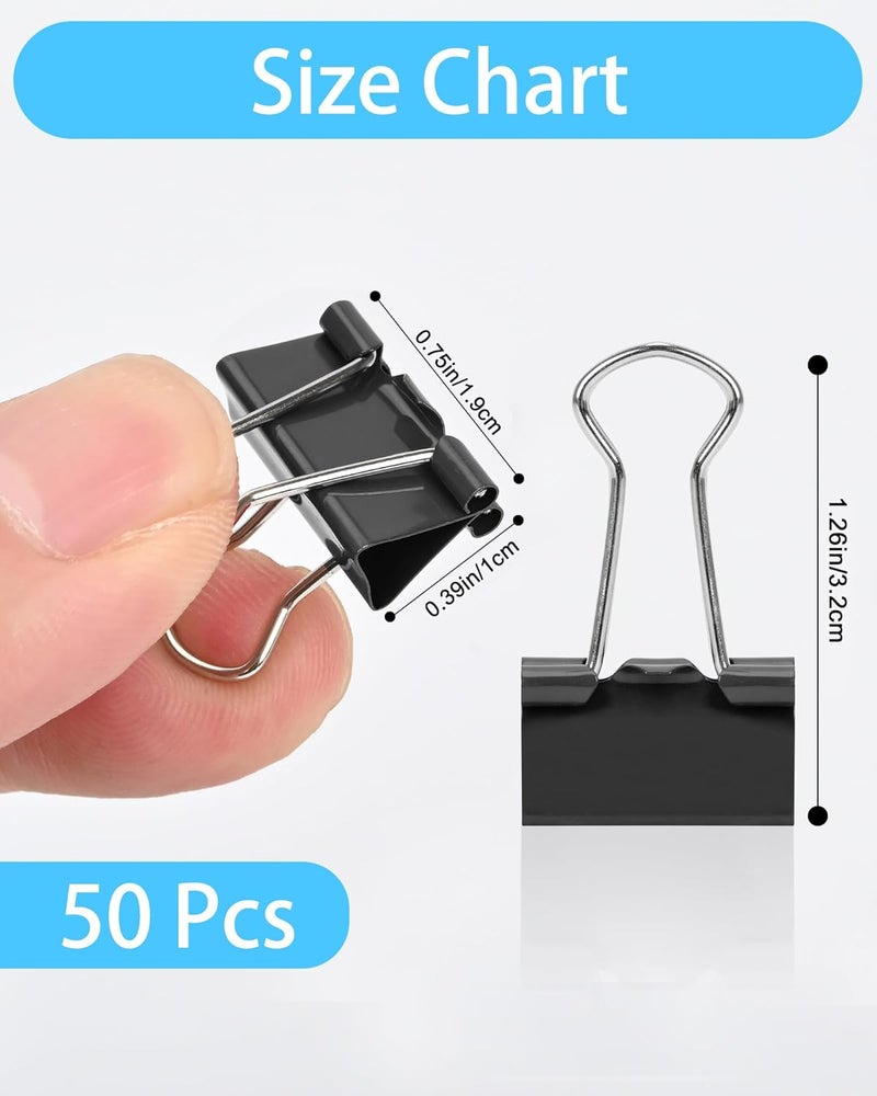CUARUSUIKA Binder Clips, 50 Pack, 0.75 in Small Paper Clips for Office, (Black) - Image 2